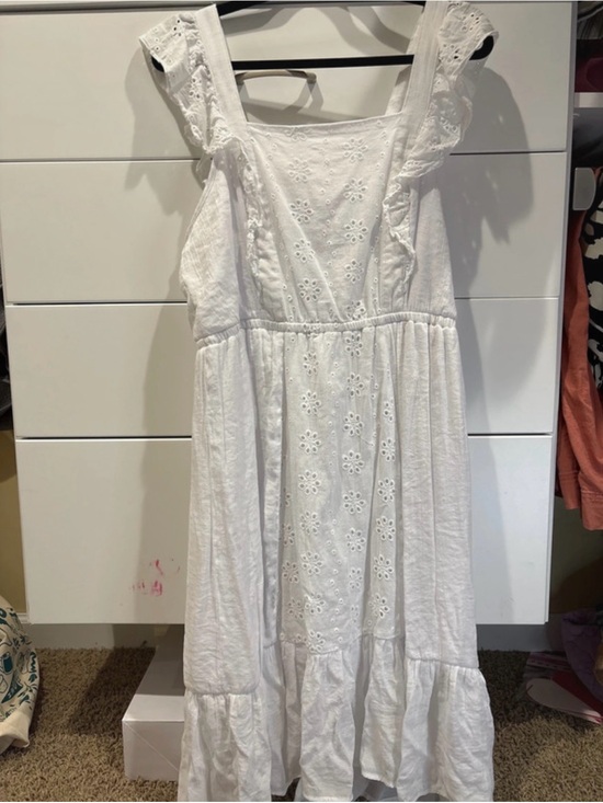 Marissa Olivia Dresses & Skirts - White Eyelet Midi Dress with Ruffle Straps